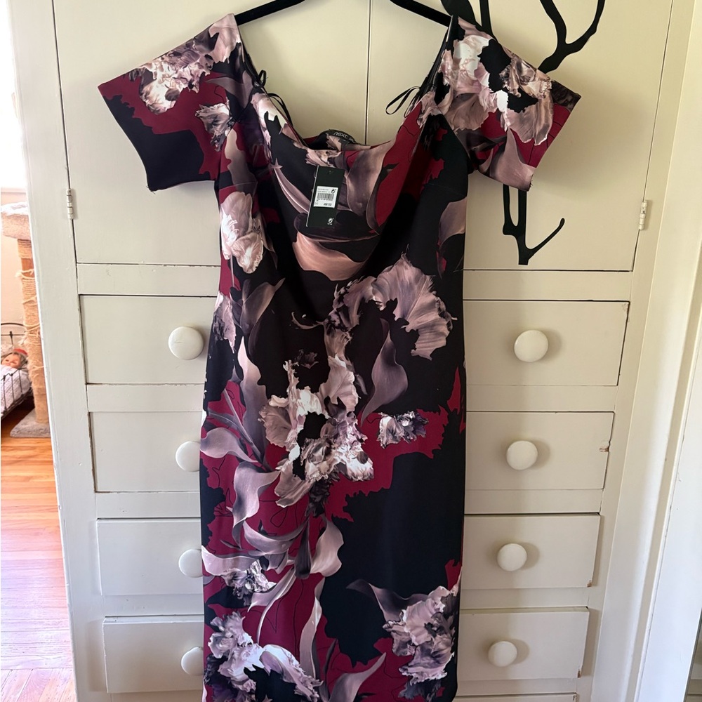Next Red Off-the-Shoulder Sheath Dress